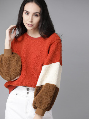 Roadster Full Sleeve Color Block Women Sweatshirt