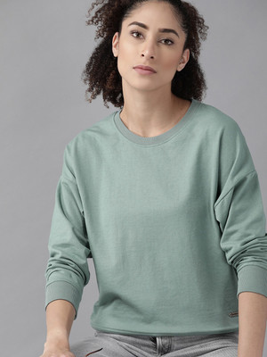Roadster Full Sleeve Solid Women Sweatshirt