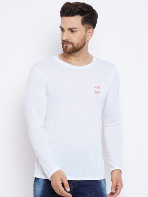 The Million Club Solid Men Round Neck White T-Shirt