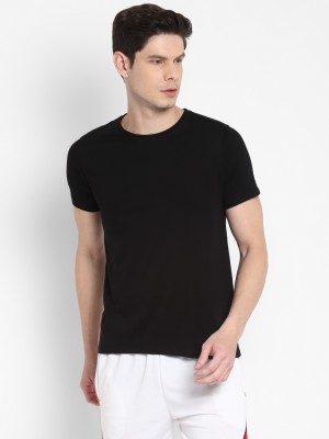 Ap'pulse Solid Men Round Neck Black T-Shirt