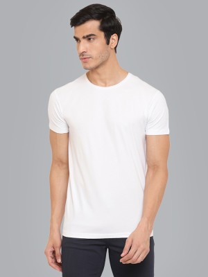 Atharv Fitness Solid Men Round Neck White T-Shirt