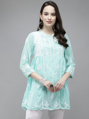 ADA Casual Embroidered Women Green Top