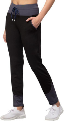 Bluecon Colorblock Women Black Track Pants