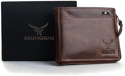 REDHORNS Men Formal Brown Genuine Leather Card Holder(8 Card Slots)