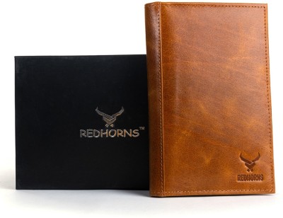 REDHORNS Men Formal Tan Genuine Leather Card Holder(21 Card Slots)