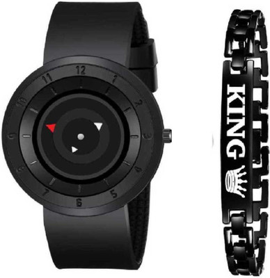 Actn A1C BLACK New Unique Silicone Strap Arrow Needles Watch and King Bracelet (Combo Set of 2) Analog Watch Analog Watch - For Men Women Analog Watch  - For Men & Women