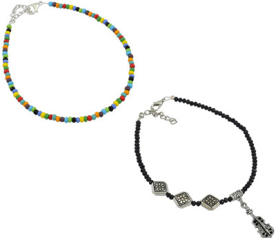 HIGH TRENDZ Combo pack of 2 Single Leg Beads Alloy Anklet(Pack of 2)