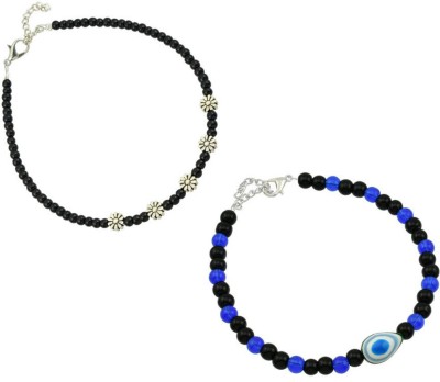 HIGH TRENDZ Combo pack of 2 Single Leg Beads Alloy Anklet(Pack of 2)