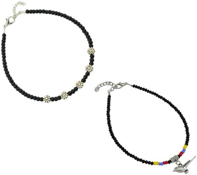 HIGH TRENDZ Combo pack of 2 Single Leg Beads Alloy Anklet(Pack of 2)