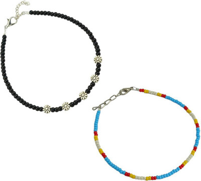 HIGH TRENDZ Combo pack of 2 Single Leg Crystal Alloy Anklet(Pack of 2)