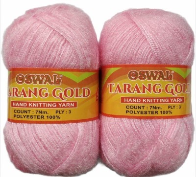 JEFFY Oswal Tarang Gold Knitting Wool Yarn, Soft Tarang Gold Feather Wool Ball Baby Pink 200 gm Best Used with Knitting Needles. by Oswal Shade no-3