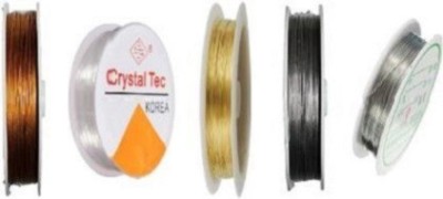 Sigmatech Ear Wire/Tiger Tail, Copper Wire , Elastic Wire Clear Combo - Gold & Silver for jewellery making,beading & other arts and crafts projects.