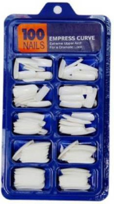 Ligament Artificial Nails Set With Glue Acrylic fake / False Nails Set Of 100 Pcs and Artificial WHITE(Pack of 100)