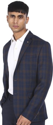 ARROW Checkered Single Breasted Casual Men Blazer(Blue)