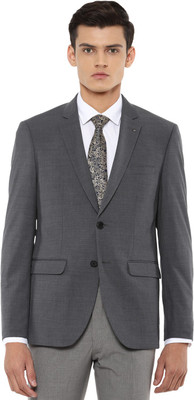 LOUIS PHILIPPE Self Design Single Breasted Formal Men Blazer(Grey)