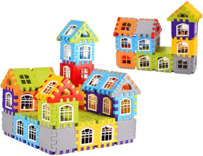 BOZICA TOP SELLING Jumbo Happy Home House Building Blocks Pieces, (72 Blocks + 35 Windows) Creative Educational toy/toys Learning Toy for Kids,Non-Toxic,Gift/gifting toy Block Construction(Multicolor)
