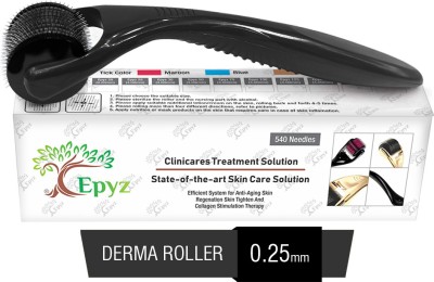 Epyz New Model Derma Roller Cosmetic Micro Needling Instrument with 540 Needles for Acne, Skin, Hair Loss, With Free Storage Case [ Charcoal Black , 0.25mm ] Pack of(1)