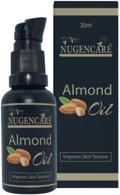 nugencare Sweet Almond Oil 30 Ml for improving Skin elasticity, Dry and Flaky skin hydrater, Anti-Ageing oil, Dark circle remover, Scars remover(30 ml)