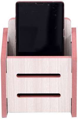SKTOYZONE 1 Compartments Wooden Mobile Stand|Wall Decor Mobile Stand|Office Desk Accessories|Wall Mounted Stand|(White)