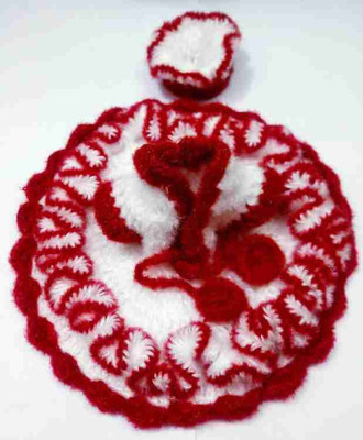 Swa Mi Size4 (8inch) woolen winter poshak with cap handmade by village women's laddu gopal krishna,kanha dress wool Dress(Wool)