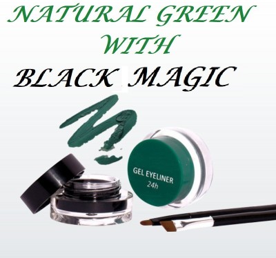tanvi27 NATURAL GREEN WITH BLAK MAGIC LONG LASTING ,QUICK DRYING GEL EYE LINER 8 g(BLACK ,GREEN)