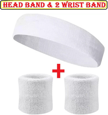 SLIMMY 2 White WRIST BAND & HEAD BAND FOR BOYS AND GIRLS , MEN & WOMEN Fitness Band(White, Pack of 3)