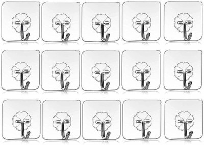 LIJIE Set of 15 Wall Hooks Heavy Duty Hooks for Hanging 10KG (Max) Magic Stickers Hook 15(Pack of 15)