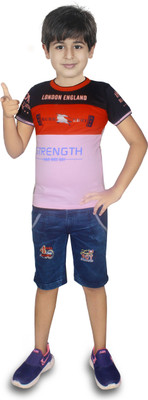 HRR Boys Casual T-shirt Shorts(Pink)