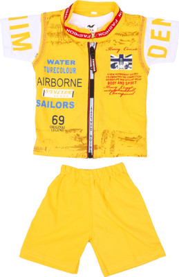 rayie collection Baby Boys Casual Top Pant(yellow and white)