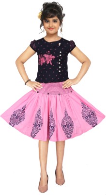 AS NAZIM DRESSES Girls Party(Festive) Top Skirt(Pink)