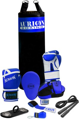 Aurion by 10Club 4 Feet Unfilled Punching Bag with Boxing Gloves Set for Men and Women, Boxing Heavy Bag UNFILLED with 12OZ Fight Gloves complete Combo-7 Pack Boxing Kit