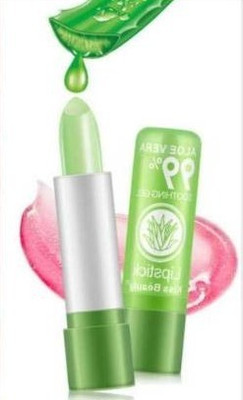 Kiss Beauty Moisture Aloe Vera Natural Changing Color(Pink) Long-Lasting Nourish Protect Lips Care Lip Balm Lipstick Aloevera (Pack of 2)(Green, 20 g)