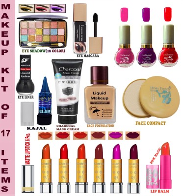 CLUB 16 Makeup Kit for All Celebration Purpose With 17 Makeup Items AX31(Pack of 17)