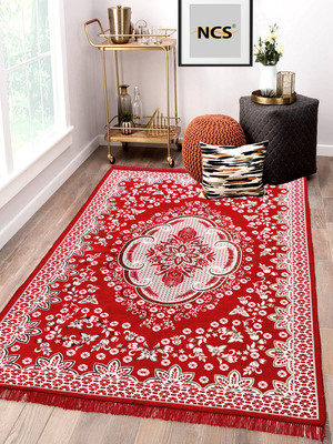 TruewalleT Red Chenille Carpet(5 cm,  X 7 cm, Rectangle)