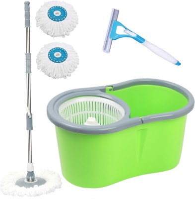 V-MOP Premium Green Classic Magic Dry Bucket Mop - 360 Degree Self Spin Wringing Cleaning Floor Mop Set (( 6 Months Warranty on Rod Set )) Mop Set, Mop, Cleaning Wipe, Bucket, Dustbin, Mop-HYH263 Wet & Dry Mop(Multicolor)