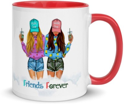 Ridhi Sidhi Design Friends Forever Crazy Girl Style Happy Friendship Day, Happy Valentines Day Designer Ceramic Coffee (330 ml) Ceramic Coffee Mug(330 ml)