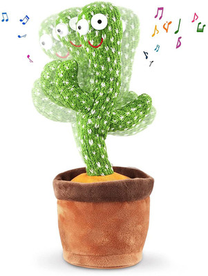 Toyvala Dancing Cactus Toy Singing and Dancing Cactus Plush Toy(Green, Brown)