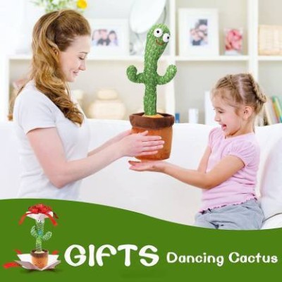 Haulsale Dancing Cactus Plush Toys Sing,Dance and Record Electronic Toy753(Green, Brown)