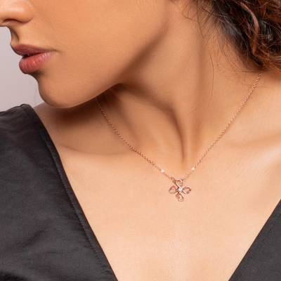 GIVA Rose Gold Clover Pendant Adjustable Link Chain for Women And Girls Rhodium Sterling Silver