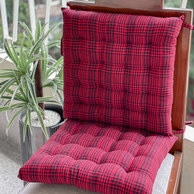 Pixel Home Microfibre Solid Chair Pad Pack of 2(Red)