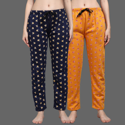Fit N Fame Printed Women Blue, Yellow Track Pants