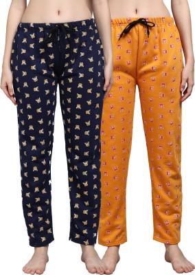 ANIXA Printed Women Black, Orange Track Pants