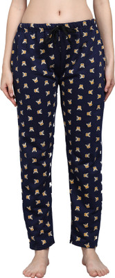 Fit N Fame Printed Women Dark Blue Track Pants