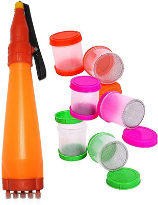 RangoliKit 1 Orange Color Rangoli Pen with 6 Multicolor Filler Rangoli Stencil