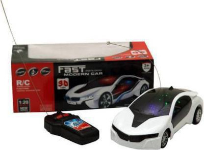 Just97 Wireless Remote Control Fast Modern Car With 3D Light, CAR_RC1(White)