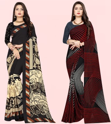 Anand Sarees Striped Daily Wear Georgette Saree(Pack of 2, Multicolor)