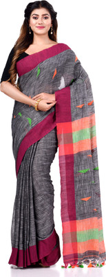 TANTLOOM Self Design Handloom Handloom Pure Cotton Saree(Grey)
