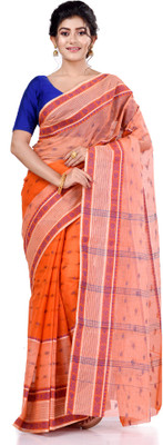 TANTLOOM Self Design Handloom Handloom Pure Cotton Saree(Orange)