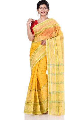 TANTLOOM Self Design Handloom Handloom Pure Cotton Saree(Yellow)