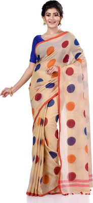 TANTLOOM Self Design Handloom Handloom Pure Cotton Saree(Beige)